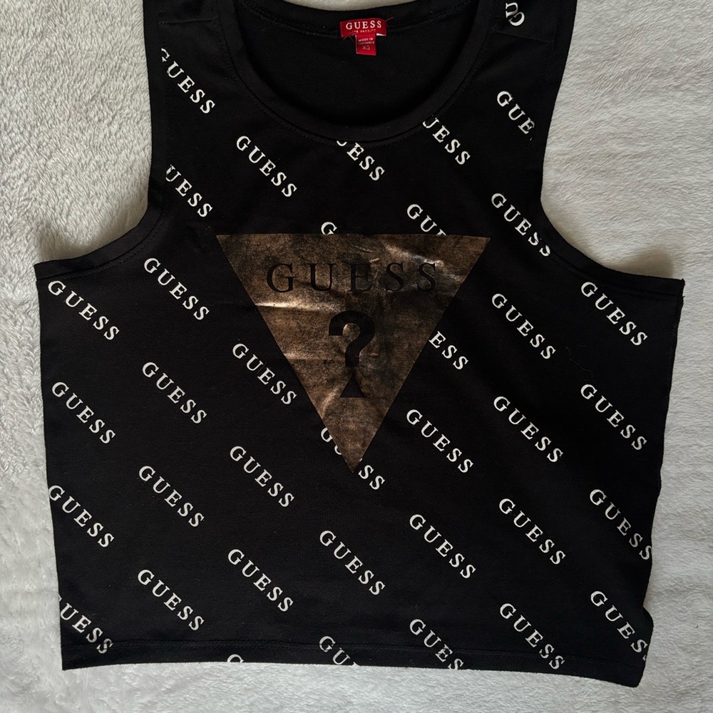 Guess Black and Gold Triangle Crop Top